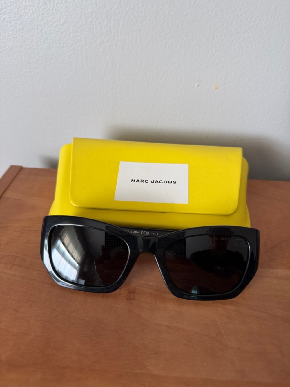 Marc Jacobs Black Sunglasses with Yellow Logo Case